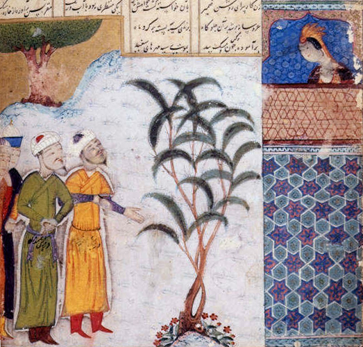 Miryam and the alchemists, from 'The Khamsa', a 12th. century series of Persian poems by Nizami